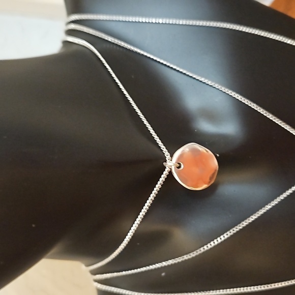 CHLOE & ISABEL Silvertone Layered Hammered Disc Paillette Pendant Chain Necklace - Picture 3 of 6